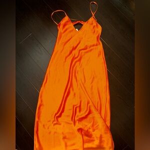 ZARA Satin Orange Slip Dress